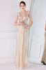 Load image into Gallery viewer, Gold Sequins Sheath Prom Dress with Fringes