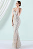 Load image into Gallery viewer, Apricot Silver Spaghetti Straps Mermaid Prom Dress