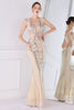 Load image into Gallery viewer, Apricot Golden Deep V Neck Prom Dress