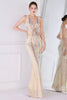 Load image into Gallery viewer, Apricot Golden Deep V Neck Prom Dress