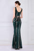 Load image into Gallery viewer, Dark Green Deep V Neck Prom Dress