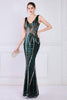 Load image into Gallery viewer, Dark Green Deep V Neck Prom Dress