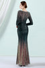 Load image into Gallery viewer, Dark Green Sequined Long Sleeves Evening Dress