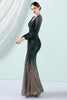 Load image into Gallery viewer, Dark Green Sequined Long Sleeves Evening Dress