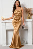 Load image into Gallery viewer, Khaki Halter Backless Mermaid Prom Dress