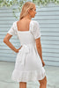 Load image into Gallery viewer, Short Sleeves V Neck White Graduation Dress