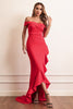 Load image into Gallery viewer, Red Sheath Off The Shoulder Prom Dress With Ruffles