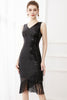 Load image into Gallery viewer, Sequins Glitter Black Saprkly Party Dress with Fringes