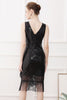 Load image into Gallery viewer, Sequins Glitter Black Saprkly Party Dress with Fringes