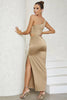 Load image into Gallery viewer, Khaki One Shoulder Bodycon Pleated Party Dress with Slit