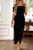 Load image into Gallery viewer, Burgundy Velvet Off the Shoulder Holiday Party Dress