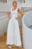 Load image into Gallery viewer, White A-Line Square Neck Long Prom Dress