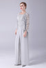 Load image into Gallery viewer, Silver Chiffon Pant and Lace Top Mother of The Bride Pant Suits