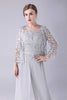 Load image into Gallery viewer, Silver Chiffon Pant and Lace Top Mother of The Bride Pant Suits