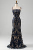 Load image into Gallery viewer, Sparkly Navy Spaghetti Straps Mermaid Prom Dress