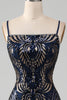 Load image into Gallery viewer, Sparkly Navy Spaghetti Straps Mermaid Prom Dress