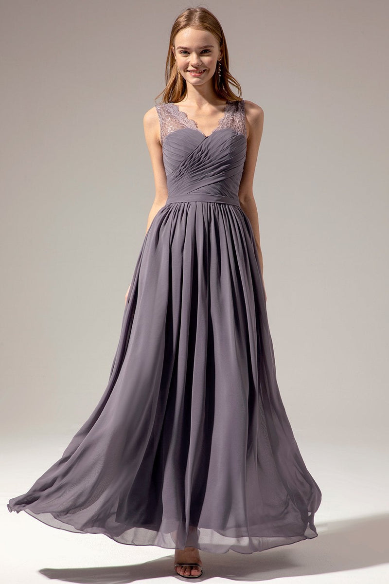 Load image into Gallery viewer, Long V-neck Bridesmaid Dress