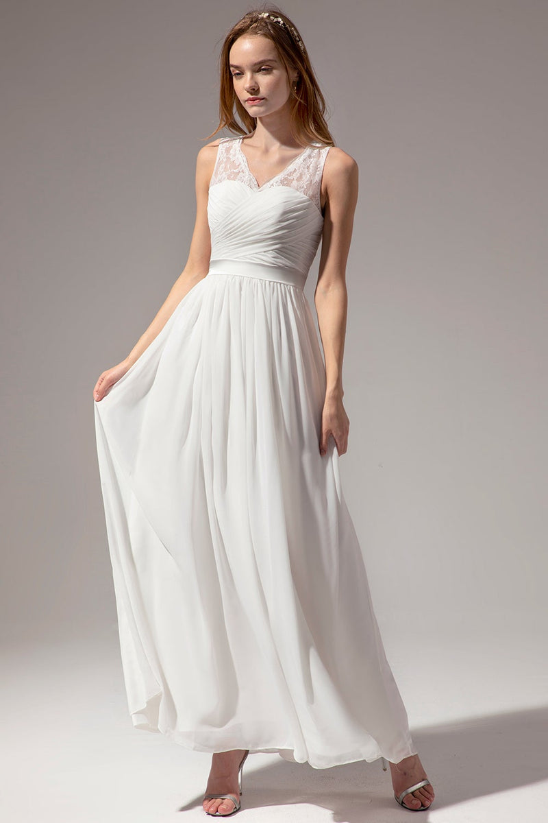 Load image into Gallery viewer, Long V-neck Bridesmaid Dress