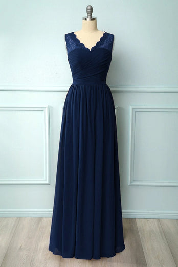 Long V-neck Bridesmaid Dress