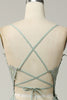 Load image into Gallery viewer, A Line Spaghetti Straps Green Long Prom Dress with Criss Cross Back