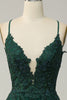 Load image into Gallery viewer, A Line Spaghetti Straps Dark Green Long Prom Dress with Criss Cross Back