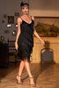 Load image into Gallery viewer, Black Spaghetti Straps Fringed Sequins Sparkly Party Dress