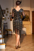 Load image into Gallery viewer, Black V-neck Sequin Fringed Sparky Party Dress