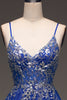 Load image into Gallery viewer, A-Line Sequins Royal Blue Prom Dress with Appliques