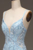 Load image into Gallery viewer, Blue Tulle Mermaid Prom Dress with Beaded