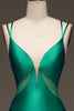 Load image into Gallery viewer, Green Deep V-neck Satin Mermaid Prom Dress with Lace-up Back