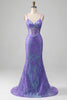 Load image into Gallery viewer, Mermaid Sparkly Purple Corset Prom Dress