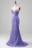 Load image into Gallery viewer, Mermaid Sparkly Purple Corset Prom Dress