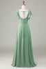 Load image into Gallery viewer, Square Neck Matcha Bridesmaid Dress with Ruffles