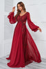Load image into Gallery viewer, Burgundy Beaded Long Prom Dress with Lace