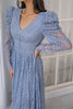 Load image into Gallery viewer, Blue Lace Long Prom Dress with Sleeves