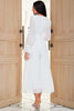 Load image into Gallery viewer, White V Neck Mother Dress with Long Sleeves