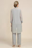 Load image into Gallery viewer, Grey 3 Piece Mother of the Bride Pant Suits with Lace