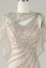 Load image into Gallery viewer, Sparkly Champagne Beaded Mermaid Long Prom Dress with Wrap