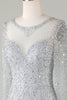 Load image into Gallery viewer, Gorgeous Sparkly Grey Beaded Mermaid Long Prom Dress