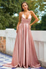 Load image into Gallery viewer, Pink Satin Prom Dress