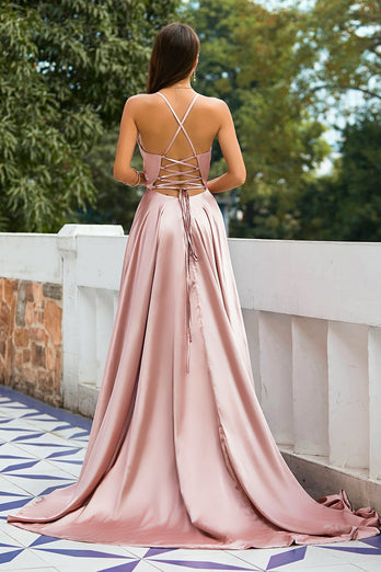 Pink Satin Prom Dress