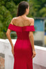 Load image into Gallery viewer, Red Off Shoulder Prom Dress