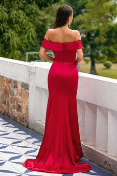 Red Off Shoulder Prom Dress