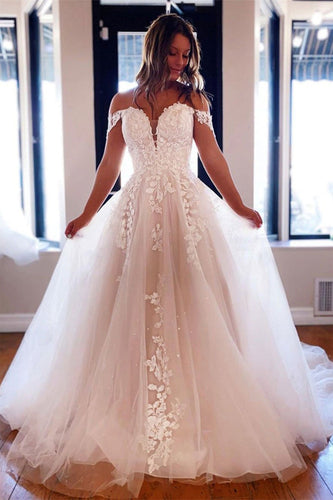 Off Shoulder Wedding Dress with Appliques