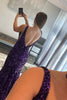 Load image into Gallery viewer, Purple Sequins Prom Dress