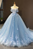 Load image into Gallery viewer, Off The Shoulder Light Blue Ball Gown Princess Prom Dress