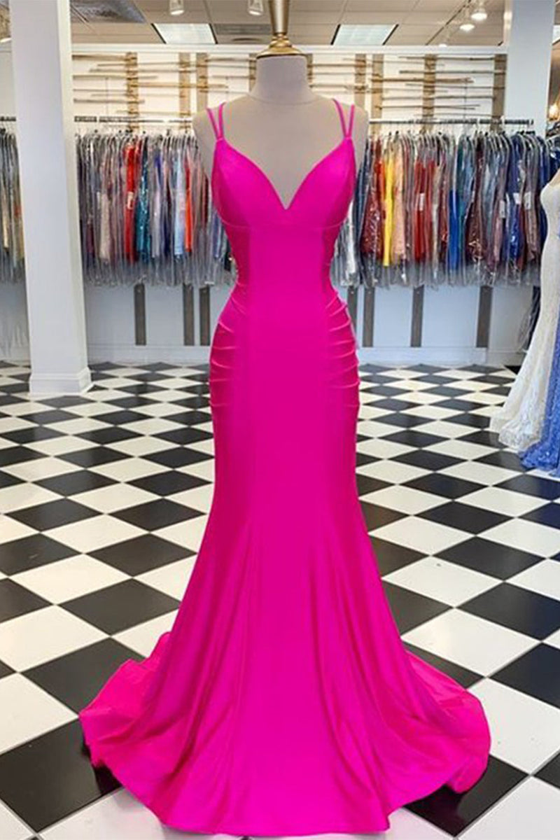 Load image into Gallery viewer, Hot Pink Mermaid Prom Dress