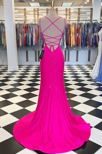 Hot Pink Mermaid Prom Dress