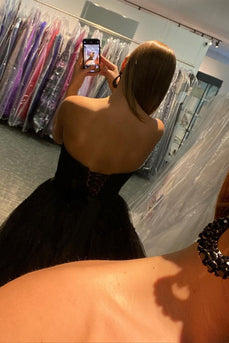 Black High Low Prom Dress with Ruffles