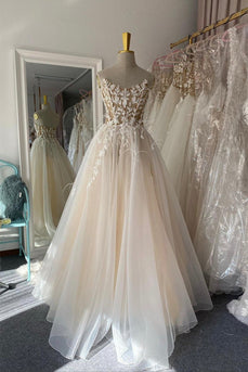 Ivory Long Prom Dress with Appliques